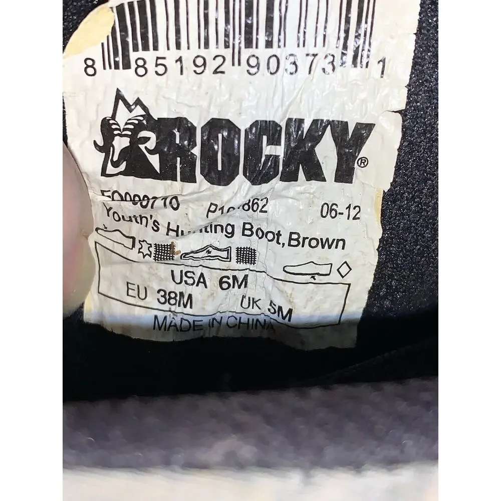 Rocky Gear Boots Youth Size 6 M Brown Camo Insulated Lace up READ
